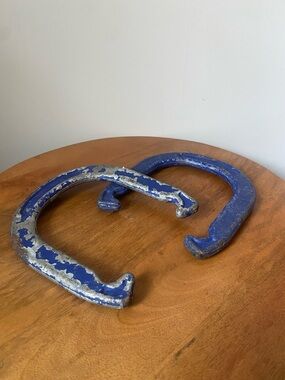 Vintage Blue Cast Iron Horseshoes